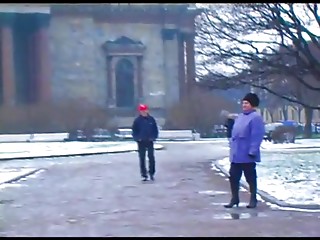 Sex on a winter day with a Russian old warms him up