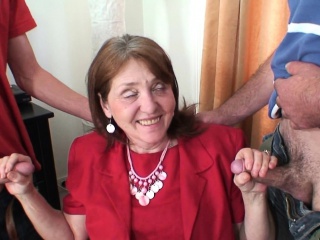 Trio office fucking with grandmother